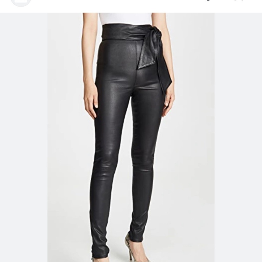 J Brand x Elsa Hosk Leather pants (not vegan/pleather) w/ leather tie belt/sash